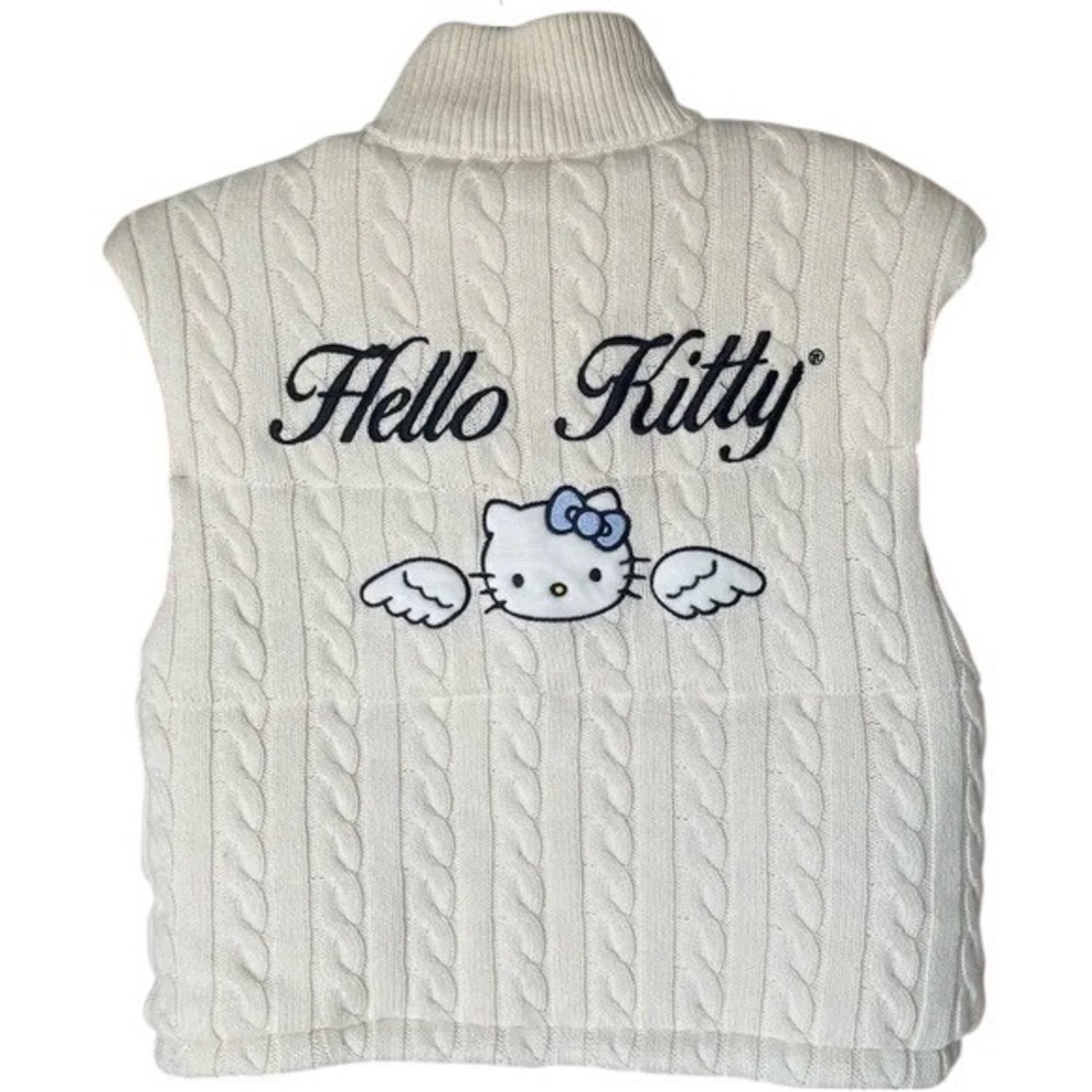 Hello Kitty White Cable Knit Zippered Vest, S